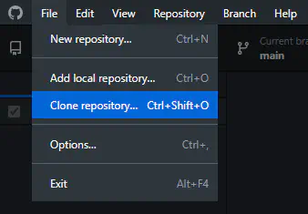 Interface de github desktop, clonage d’un répertoire 