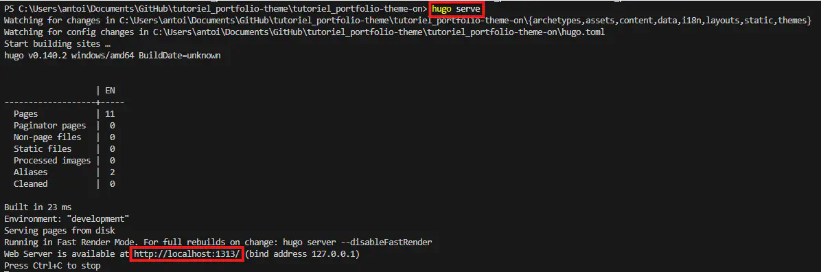 Lancement d’un serveur de test