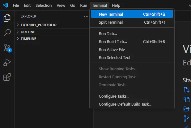 Ouvrir un terminal dans Visual Studio Code