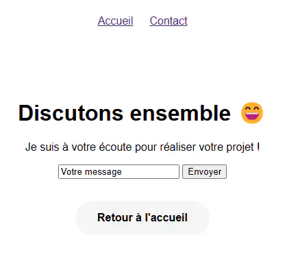 Notre menu de navigation fonctionne
