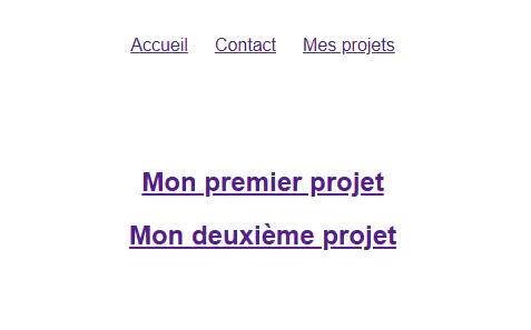 Les projets affichés dans la page section
